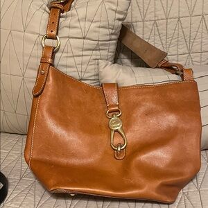 Dooney & Bourke Tan Leather Shoulder Bag with Gold Hardware